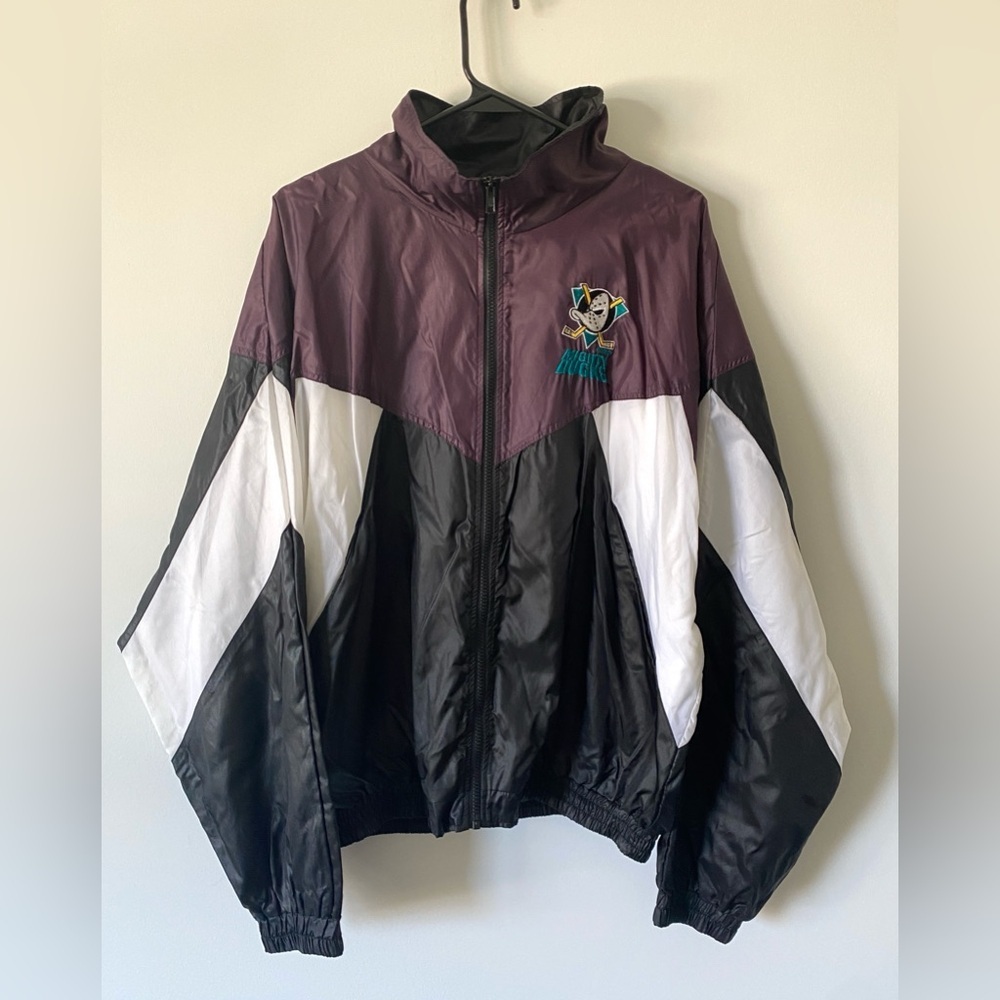 Vintage 90s Disney Mighty Ducks Zip Windbreaker 2 Piece Shiny Track Suit XL RARE